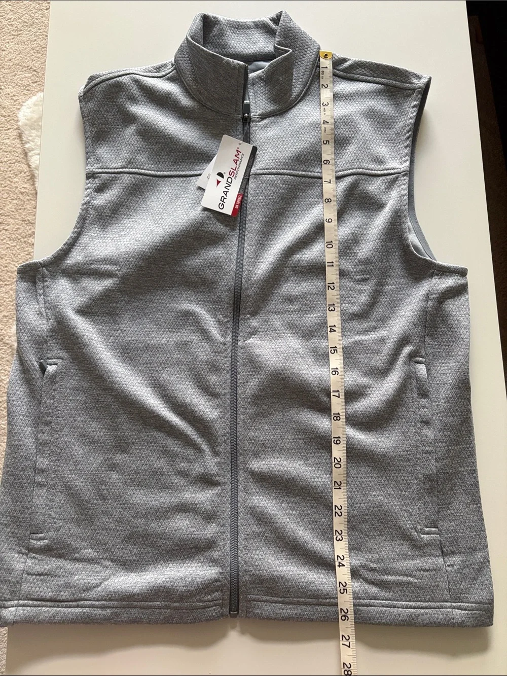 NWT Men's Gray Grand Slam Mini Argyle Quilted Golf Vest Size Small
